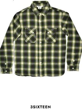 3sixteen Crosscut Flannel - Emerald Shaggy Check